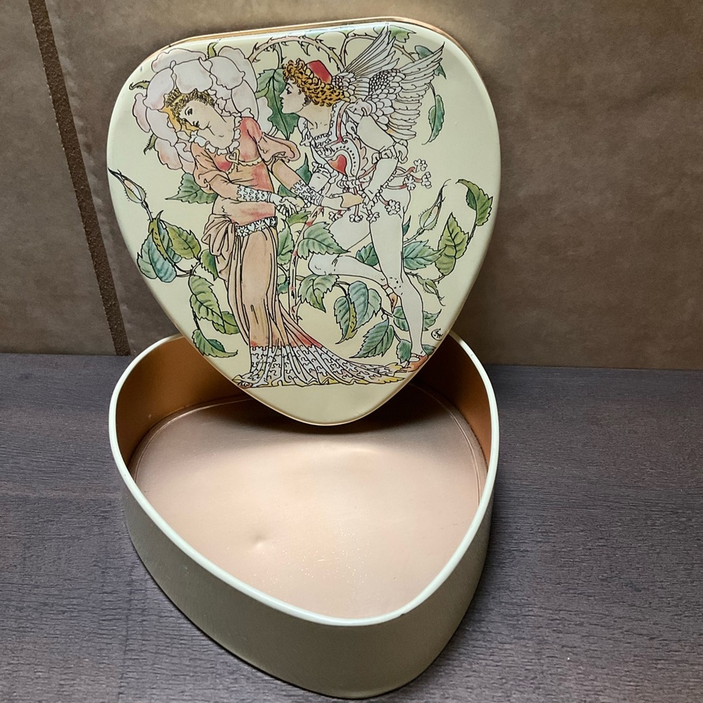 "Shakespeare's Garden IIi (rose)" by Walter Crane Flora's Feast heart shaped TIN